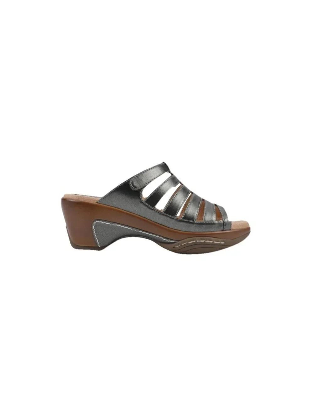 New White Mountain Valencia Pewter Metallic Strappy Clog Sandals Women’s 8.5M - Picture 3 of 7